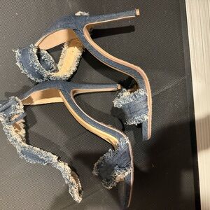 Glamorous Blue and Tan Stiletto Heels with Transparent Elements
